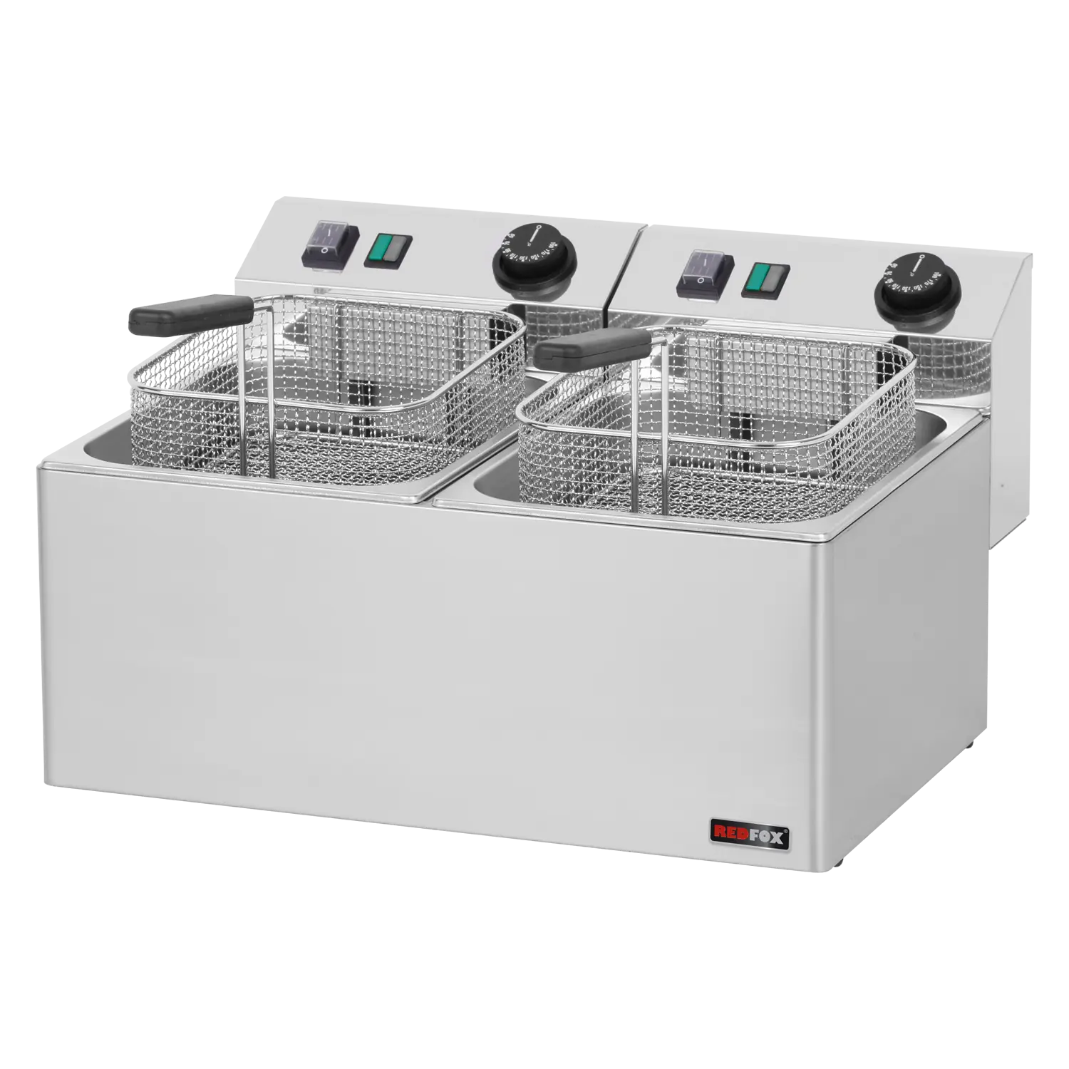 Electric fryer 2 baskets 0,38 kW/l, 8+8 l counter top 230 V | REDFOX - FE 77 E